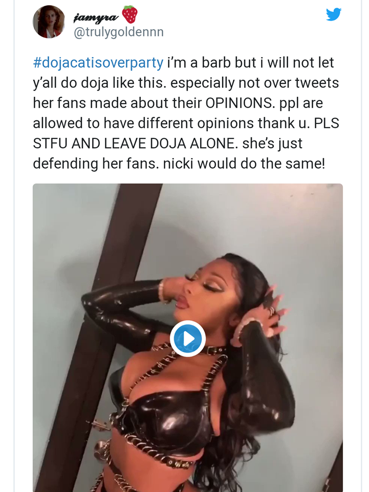 Doja Cat at War With Nicki Minaj Fans “The Barbz” over Twitter posts